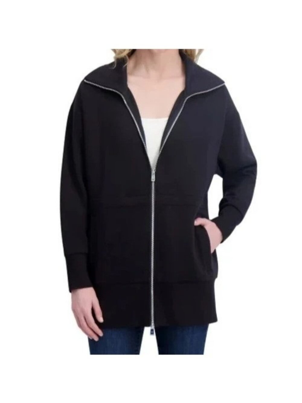 NWOT Converse Women's S Black Full-Zip Long Shirt Jacket  F1071